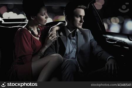 Couple in a limo.