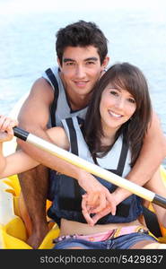 Couple in a paddle boat