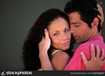 Couple in a passionate embrace
