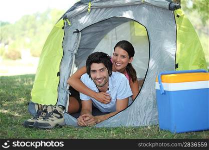 couple in a tent