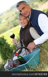 Couple in a vineyard