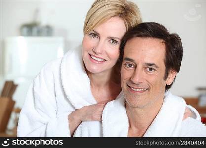 Couple in bath robes