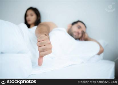 Couple in bed unhappy in sex It’s a relationship problem in a married life. The concept of erectile dysfunction, causes of divorce
