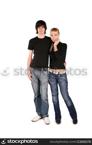 couple in black stands