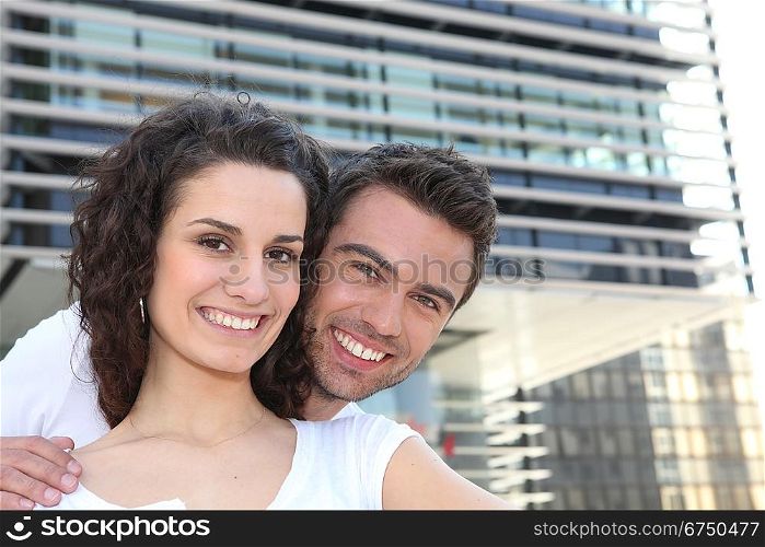 Couple in build up area