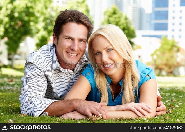 Couple in city park