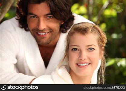Couple in dressing gowns