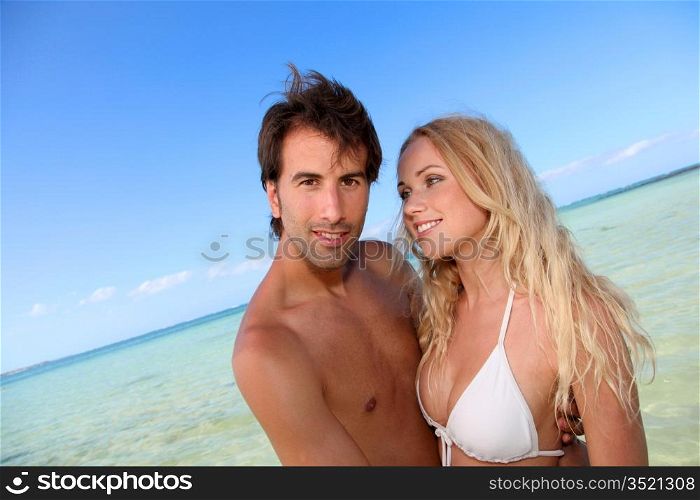 Couple in honeymoon in tropical island