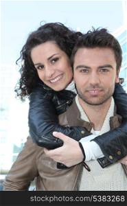 Couple in leather jackets