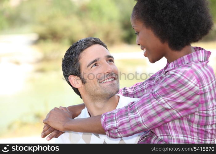 Couple in love in the countryside