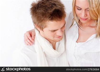 Couple in love - romantic, wear white clothes