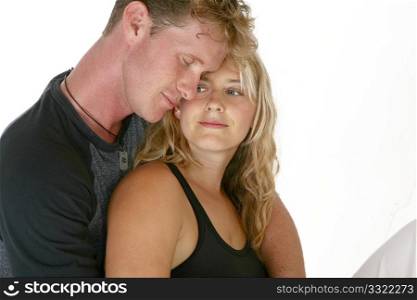 Couple in relaxing embrace of love