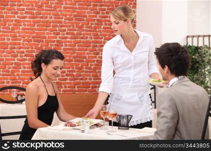 Couple in restaurant
