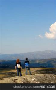 couple in the mountains on the north of portugal