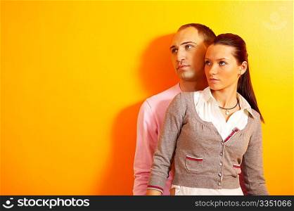 Couple in the orange background