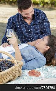 couple man and woman at picnic