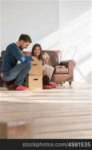 Couple moving in house - mortgage concept