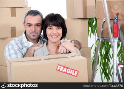 Couple moving into a new home