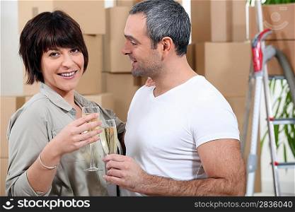 Couple moving into new apartment