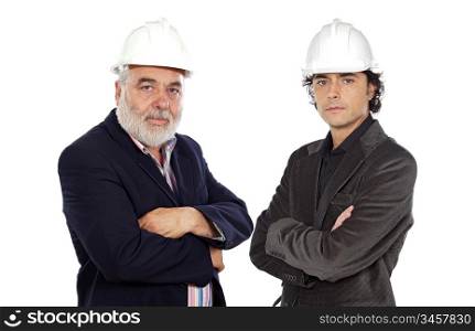 Couple of architect on a over white background