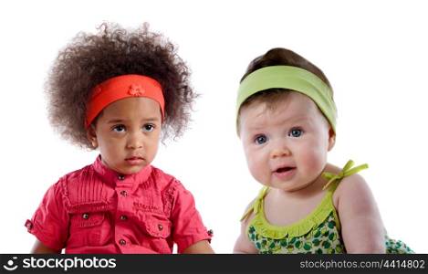 Couple of baby isolated on a white background