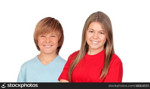 Couple of brothers isolated on a white background