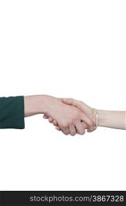 Couple of business women shaking hands during a business deal