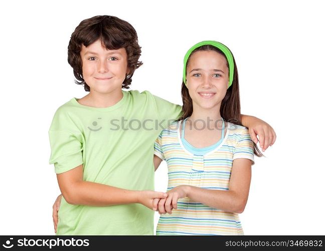 Couple of children isolated on white background