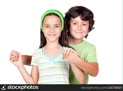 Couple of children isolated on white background