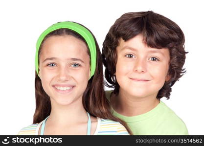 Couple of children isolated on white background