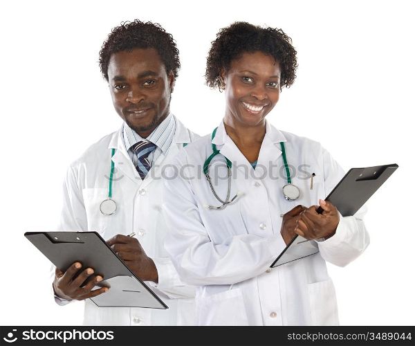 Couple of doctors a over white background