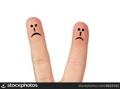 Couple of fingers unhappy isolated on white background