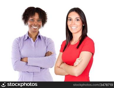 Couple of girls isolated on a over white background