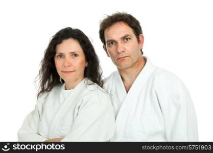 couple of haikido teachers, isolated on white background