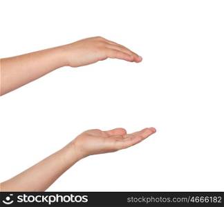 Couple of hands holding nothing isolated on white background