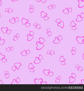 Couple of Hearts Random Seamless Pattern on Pink Background. Couple of Hearts Random Seamless Pattern