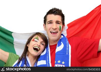 Couple of Italian football supporters
