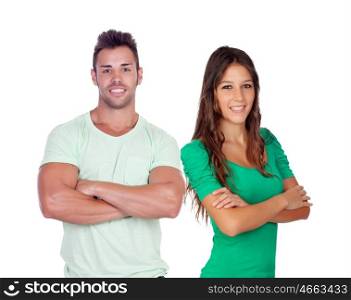 Couple of young people isolated on a white background