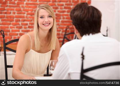 Couple on a date in a restaurant