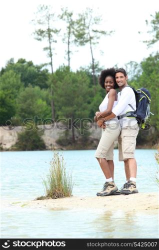 couple on a mountain hike