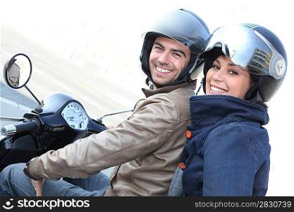 Couple on a scooter