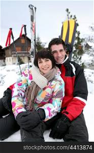 Couple on a skiing holiday