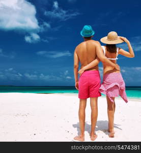 Couple on a tropical beach at Maldives