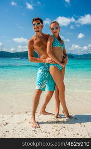 Couple on a tropical beach at Thailand