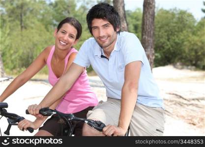 Couple on bicycle