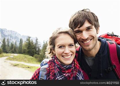 Couple on mountain portrait