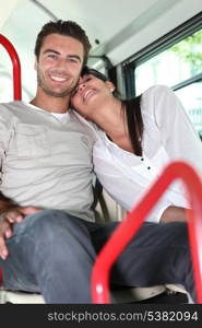 Couple on public transport