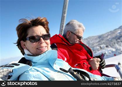Couple on ski-lift