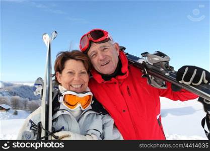 Couple on the ski slopes
