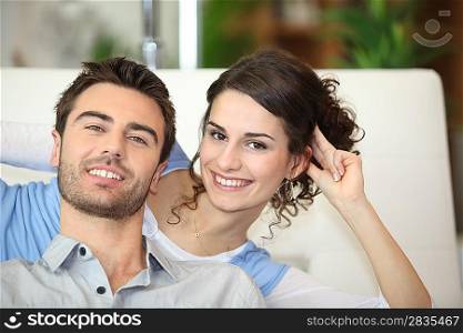 Couple on white sofa